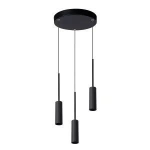 Lucide Tubule Modern Cluster Pendant Light 26cm - LED - 3x7W 2700K - Black