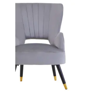 Interiors by Premier Grey Velvet Cut Out Back Chair, Sturdy Support Homebase Chair, Built to Last Velvet Desk Chair