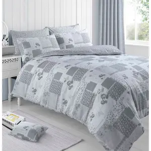 Rasheema Duvet Set Grey / Floral Patchwork Maya / Single - 1 Standard Pillowcase