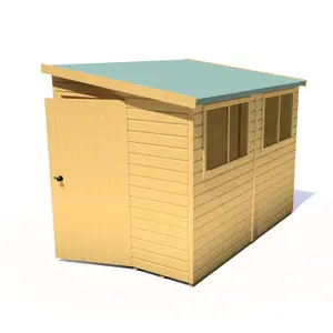 Shire Norfolk Workshop Pent Shed 9x6 Double Door 19mm Loglap Style A