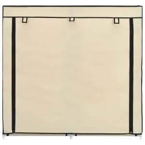 Berkfield Shoe Cabinet with Cover Cream 115x28x110 cm Fabric