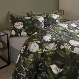 Floral Duvet Cover Quilt Bedding Set Reversible Pillowcase, Green - Double