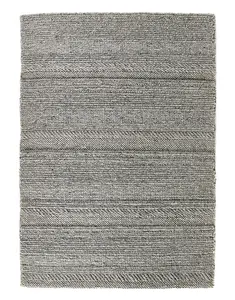 Grey Handmade Luxurious Modern Striped Easy to clean Rug for Dining Room, Bed Room, and Living Room-67cm X 200cm