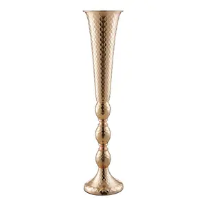 Gold Metal Wedding Ornaments Flower Device Decoration Elegant Trumpet Shaped Vase