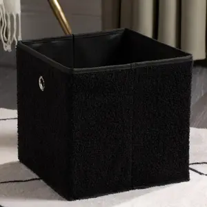 OHS Boucle Cube Folding Space Saving Storage Boxes, Black - 8 Pack