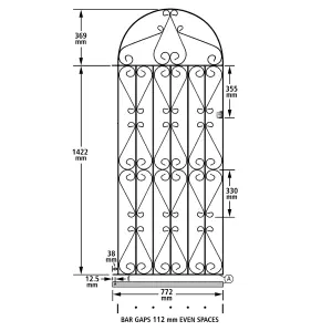 REGA Metal Scroll Tall Bow Top Garden Gate 838mm GAP x 1791mm High RBZP41