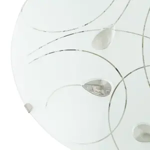 Traditional Classic Opal White Glass Flush Ceiling Light with Crystal Drops