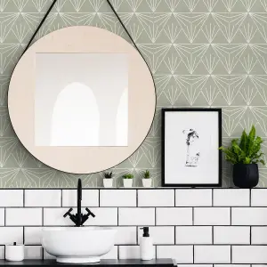 Contour Green Tile effect Smooth Wallpaper