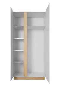 Arco Contemporary 2 Hinged Door Wardrobe 5 Shelves 1 Rail White Gloss (H)1940mm (W)970mm (D)540mm