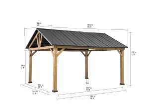 Sunjoy FSC Cedar Wood Gazebo REBRA - 465cm x 404cm, Anthracite