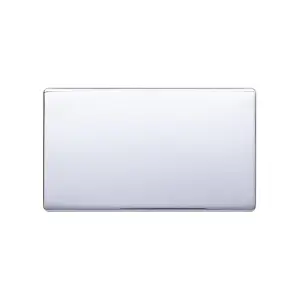 Lieber Polished Chrome Double Blank Plates - White Insert Screwless