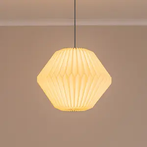 ValueLights Astrid Geometric Origami Hexagon Paper Pleated Easy Fit Lamp Shade with LED Bulb