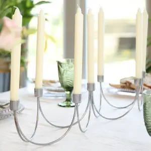 Silver Wave Taper DinnerTable Decoration Centrepiece Décor Candle Holder