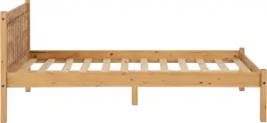 MAYA SMALL DOUBLE 4ft SOLID DISTRESSED WAX PINE WOOD BED FRAME