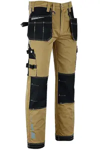 MS9 Mens Hi Viz Cargo Combat Holster Pockets Tactical Working Work Trouser Trousers Pants Jeans E1, Khaki - 34W/34L