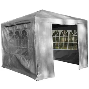 Gr8 Garden Grey Gazebo Marquee Awning Beach Party Camping Tent Canopy 3 x 3m