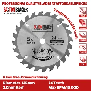 Saxton TCT135MXA TCT Circular Blade 135mm Pack A