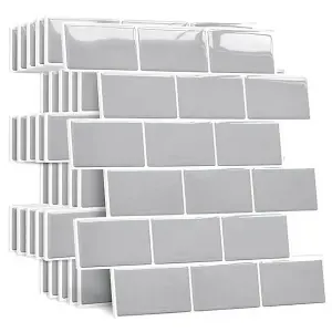 3D White Stick-On Wall Tiles - Pack of 10 for Easy Home Decor