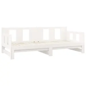 Berkfield Pull-out Day Bed White Solid Wood Pine 2x(90x200) cm