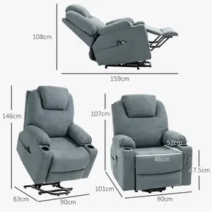 HOMCOM Lift Chair with Vibration Massage, Heat, Easy Assembly, Grey