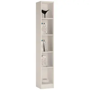 4 You Tall Narrow Bookcase in Pearl White