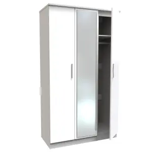 Harrow Triple Mirror Wardrobe in White Gloss (Ready Assembled)