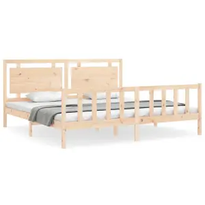 Berkfield Bed Frame with Headboard 200x200 cm Solid Wood