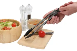 Maison by Premier Zing Black Silicone And Stainless Steel Tongs