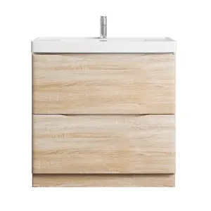 Eden 900mm Floorstanding Vanity Unit in Light Oak & Resin Basin