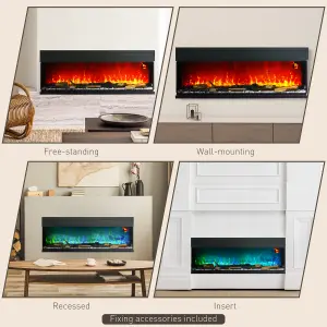 HOMCOM 127cm Electric Fireplace Recessed, Insert, Wall Mount, Freestanding