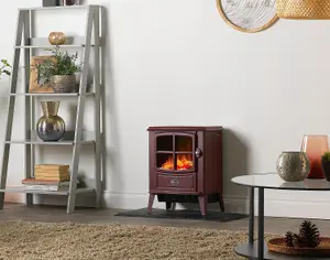 Dimplex Brayford Burgundy Optiflame Electric Stove, Burgundy Red Free Standing Wood Burner Style Electric Stove with Artificial Lo