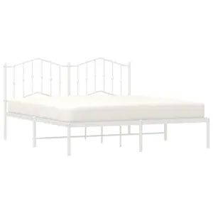 Berkfield Metal Bed Frame with Headboard White 183x213 cm