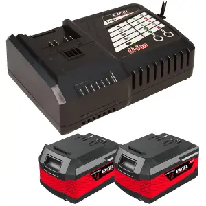 Excel 18V 2 x 4.0Ah Li-ion Battery & Fan-Cooled Smart Charger