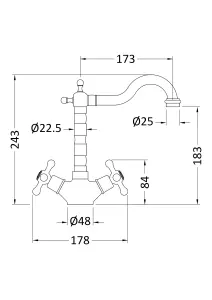 Traditional French Classic Mono Sink Mixer Tap - Chrome