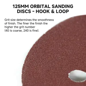 10 x 125mm 60 Grit Orbital Sander Sanding Sheets Discs Coarse Hook & Loop  5"