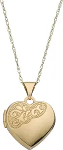 Moon & Back 9Ct Gold Heart 2 Photo Locket Pendant Necklace