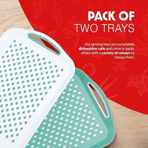 Essen 2.Pack Serving Tray Set . Non-Slip Lap Boards with Grip Handles, Ideal for Food Prep, Tea, Breakfast in Bed .Plastic Tray