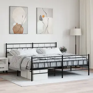 Berkfield Metal Bed Frame with Headboard and Footboard Black 183x213 cm