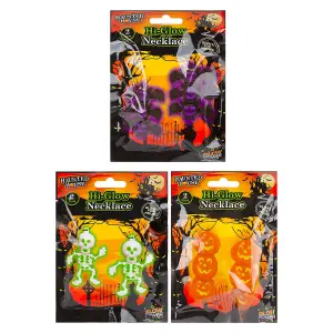 Halloween Glow Stick Necklace Pumpkin-Skull-Bat-1 Piece Mystery Bag  MultiColour