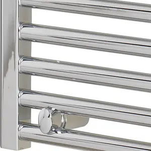 Bray Wifi Dual Fuel Heated Towel Rail With Thermostat, Timer, Straight, Chrome - W500 x H1000 mm