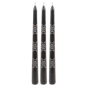 Something Different Magic Triple Moon Taper Candle (Pack of 3) Black (One Size)