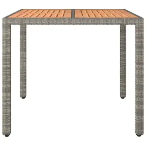 Berkfield Garden Table with Wooden Top Grey Poly Rattan&Solid Wood Acacia