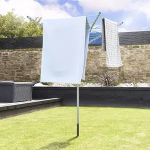 Rotary Airer 4 Arm Outdoor Washing Line 45m With Cover & Ground Spike