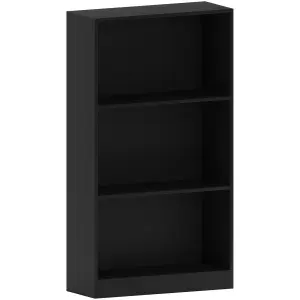 Vida Designs Cambridge Black 3 Tier Medium Bookcase Freestanding Shelving Unit (H)1080mm (W)600mm (D)240mm