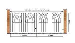 ABBI Metal Scroll Driveway Gate 2413mm GAP x 812mm High ABZP10