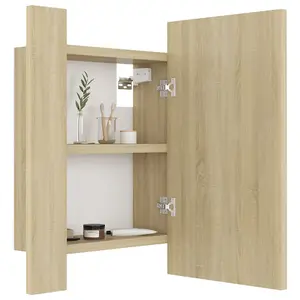 Berkfield LED Bathroom Mirror Cabinet Sonoma Oak 40x12x45 cm