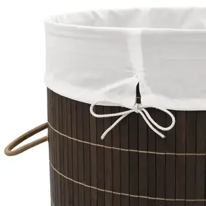 Laundry Hamper Dark Brown / Oval / 40 x 30 x 60 cm