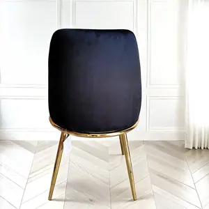 4x Riviera Black Luxury Velvet Dining Chairs With Gold Legs