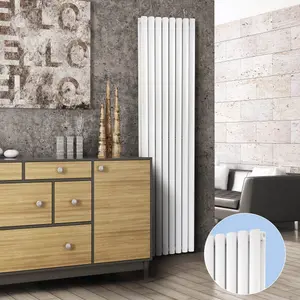 Warmhaus Pyxis Elips profile double panel vertical radiator in white 1800 (h) x 354 (w)