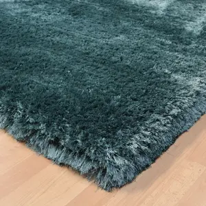 Teal Handmade , Luxurious , Modern , Plain , Shaggy , Sparkle Easy to Clean Rug for Living Room, Bedroom - 120cm X 170cm